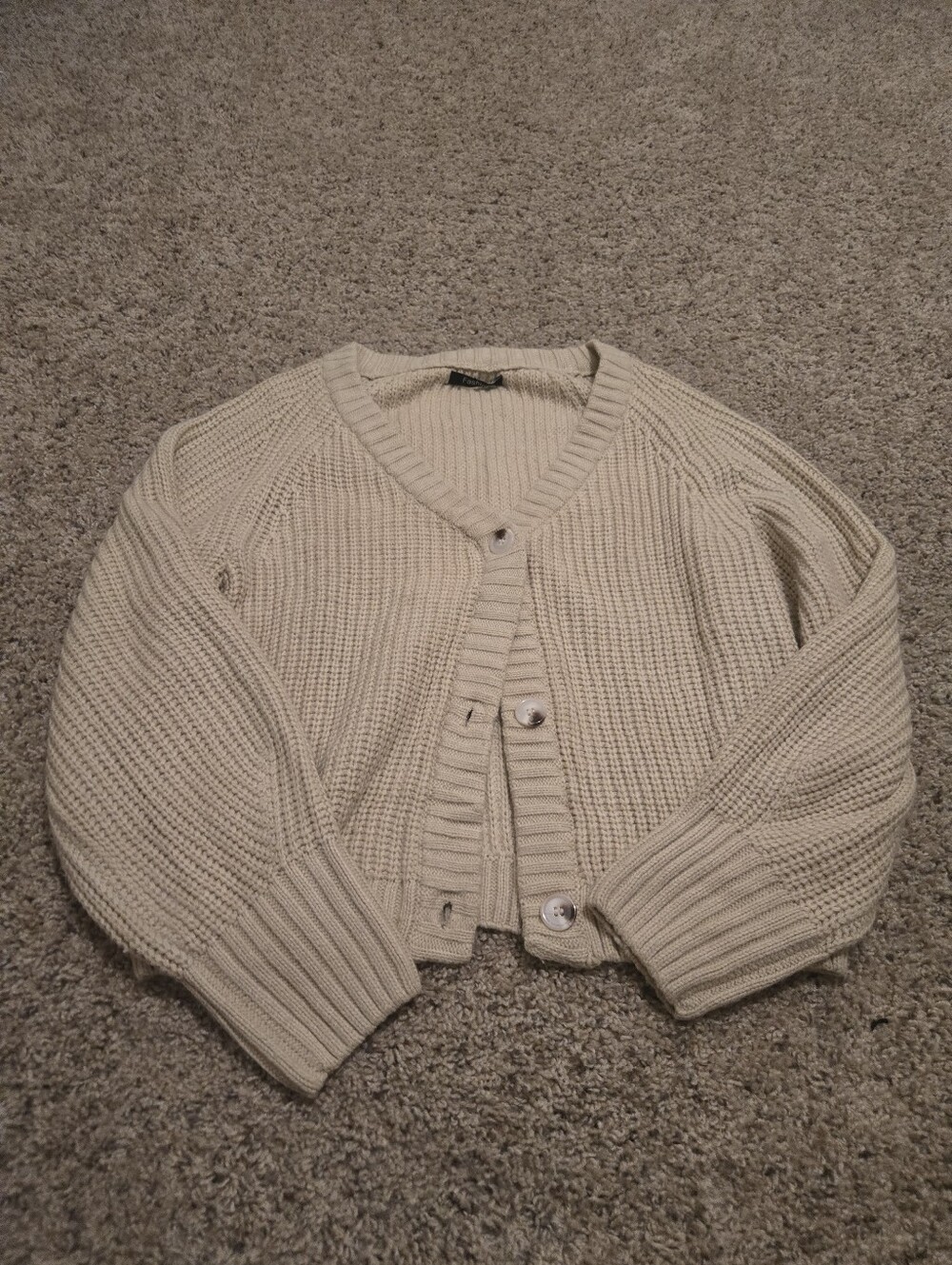 Women's Cream Knit Button-Front Sweater